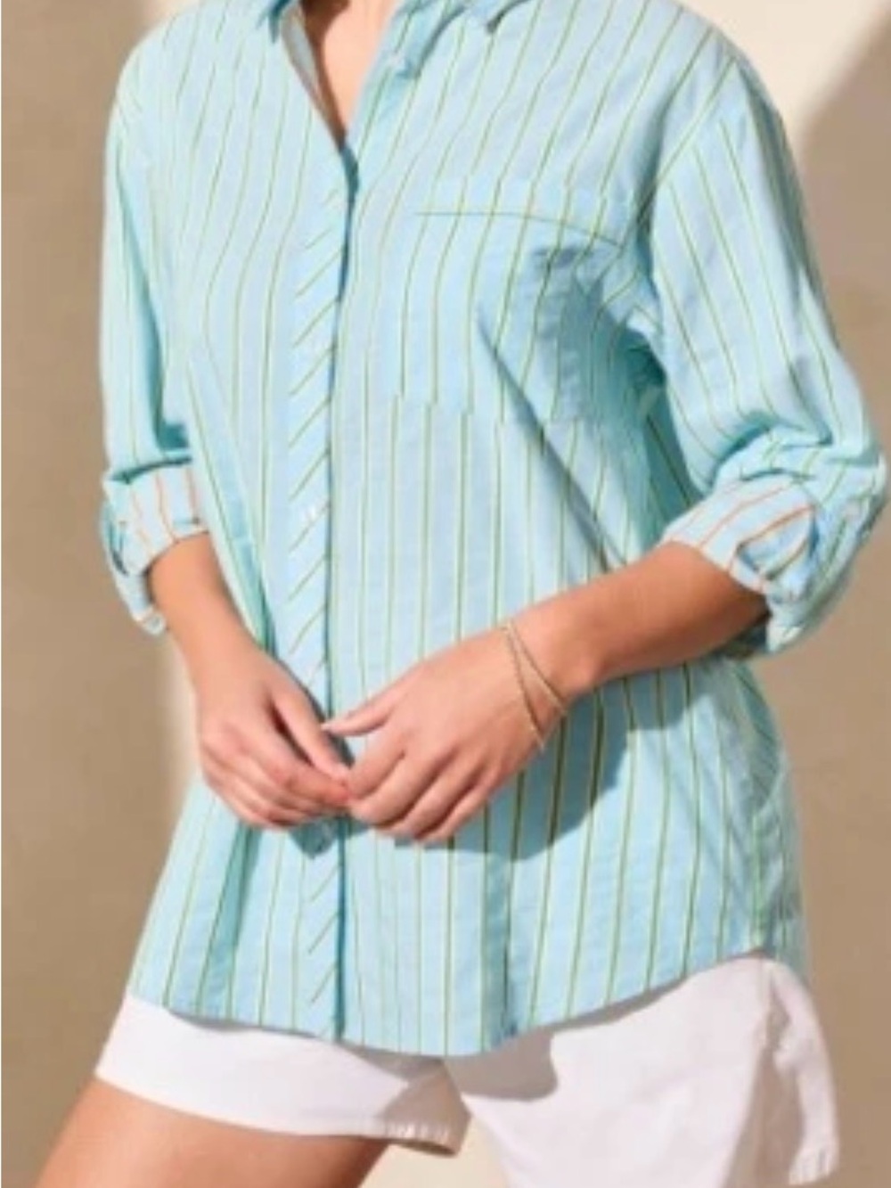 NEW Women's Stripe Button-Down Shirt Size Large